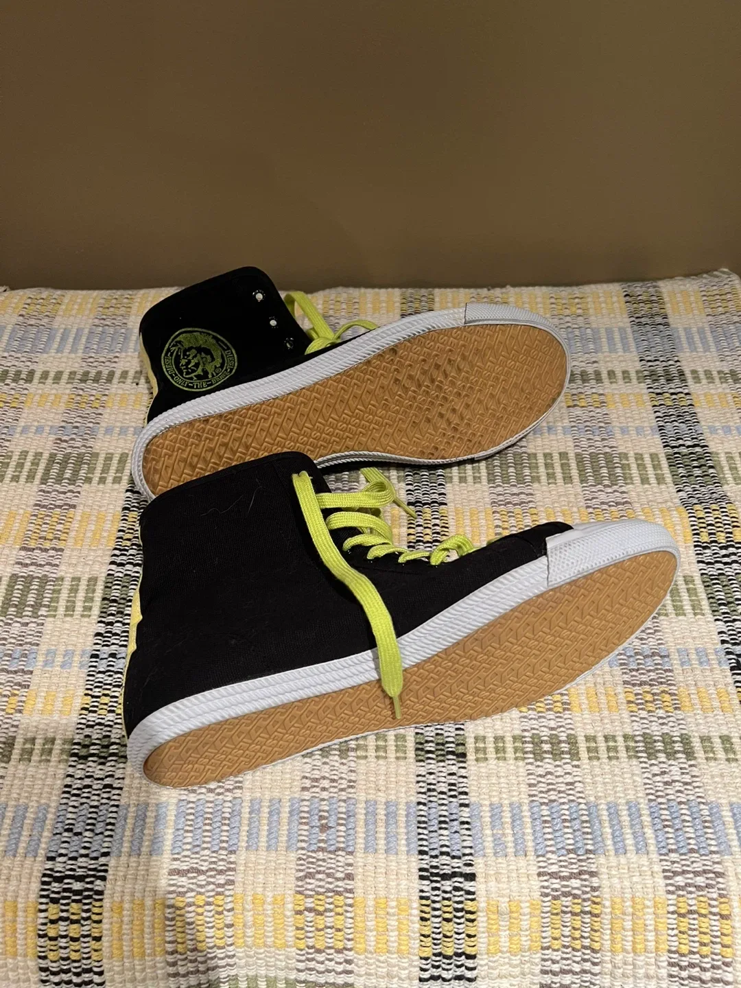 Ladies Diesel High-Top Sneakers, Black & Green image indicator(2)