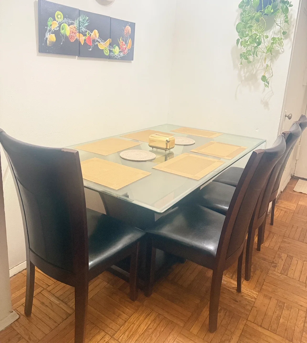 Glass Top Dining Table with 6 Chairs - 42" x 72” image indicator(4)