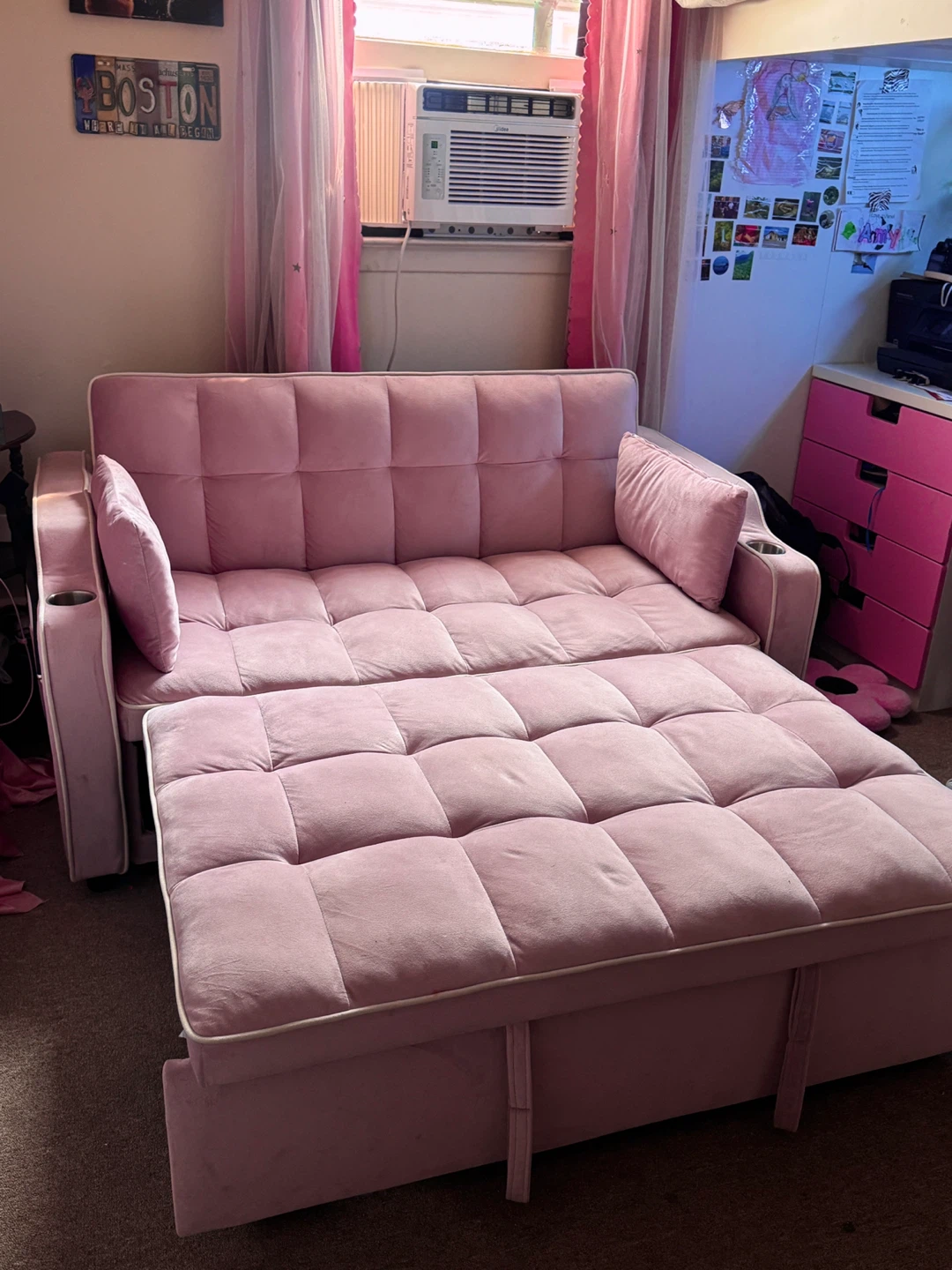 Dreamzie Pink Convertible Sofa Bed