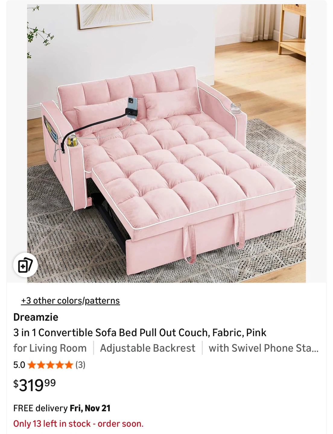 Dreamzie Pink Convertible Sofa Bed - photo 5