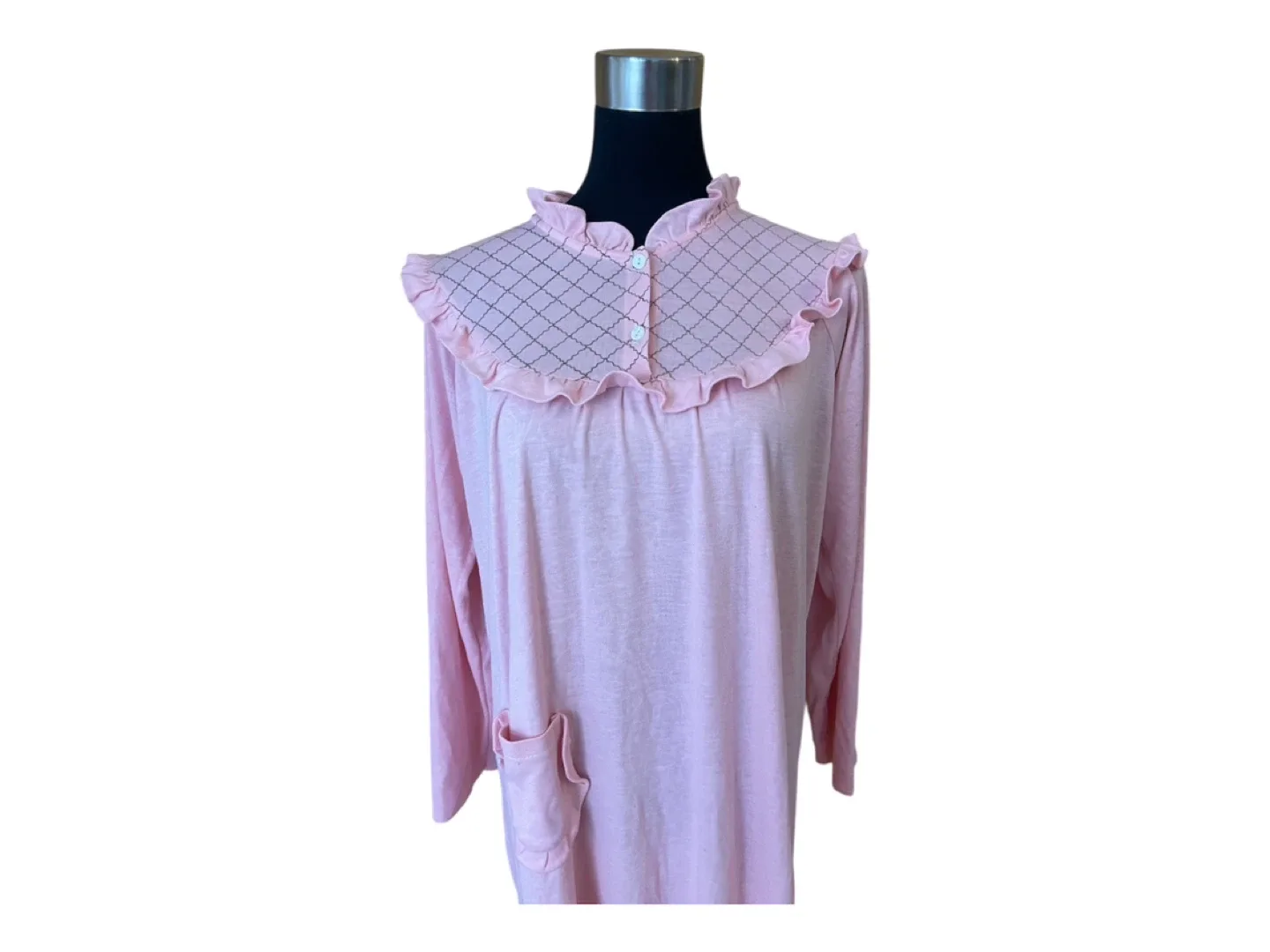 RARE Vintage 80s Pink Nightgown Pajama Dress image indicator(9)