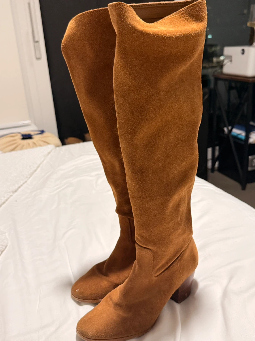 Suede Knee High Boots - Brown - photo 5