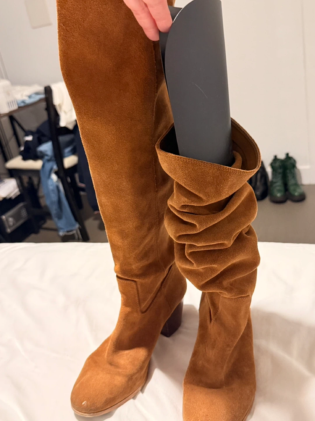 Suede Knee High Boots - Brown - photo 3