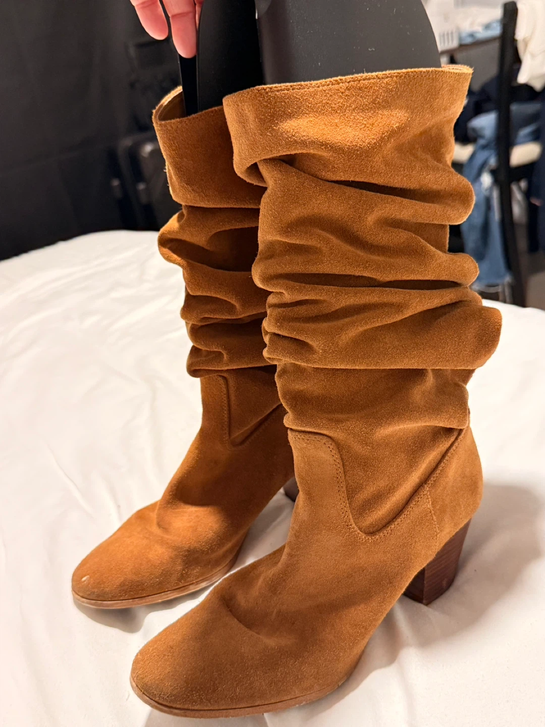 Suede Knee High Boots - Brown