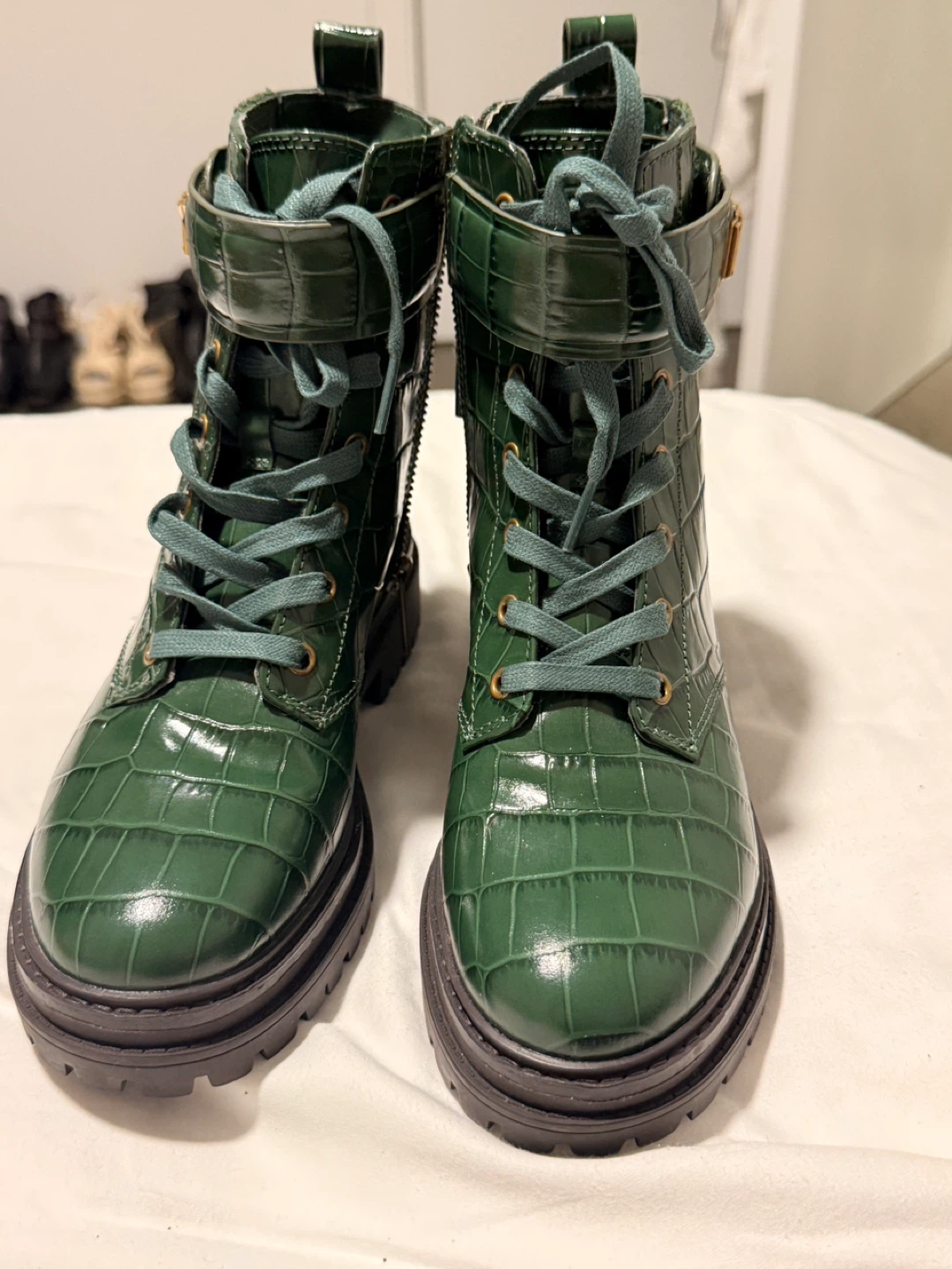 Michael Kors Green Croc Embossed Boots