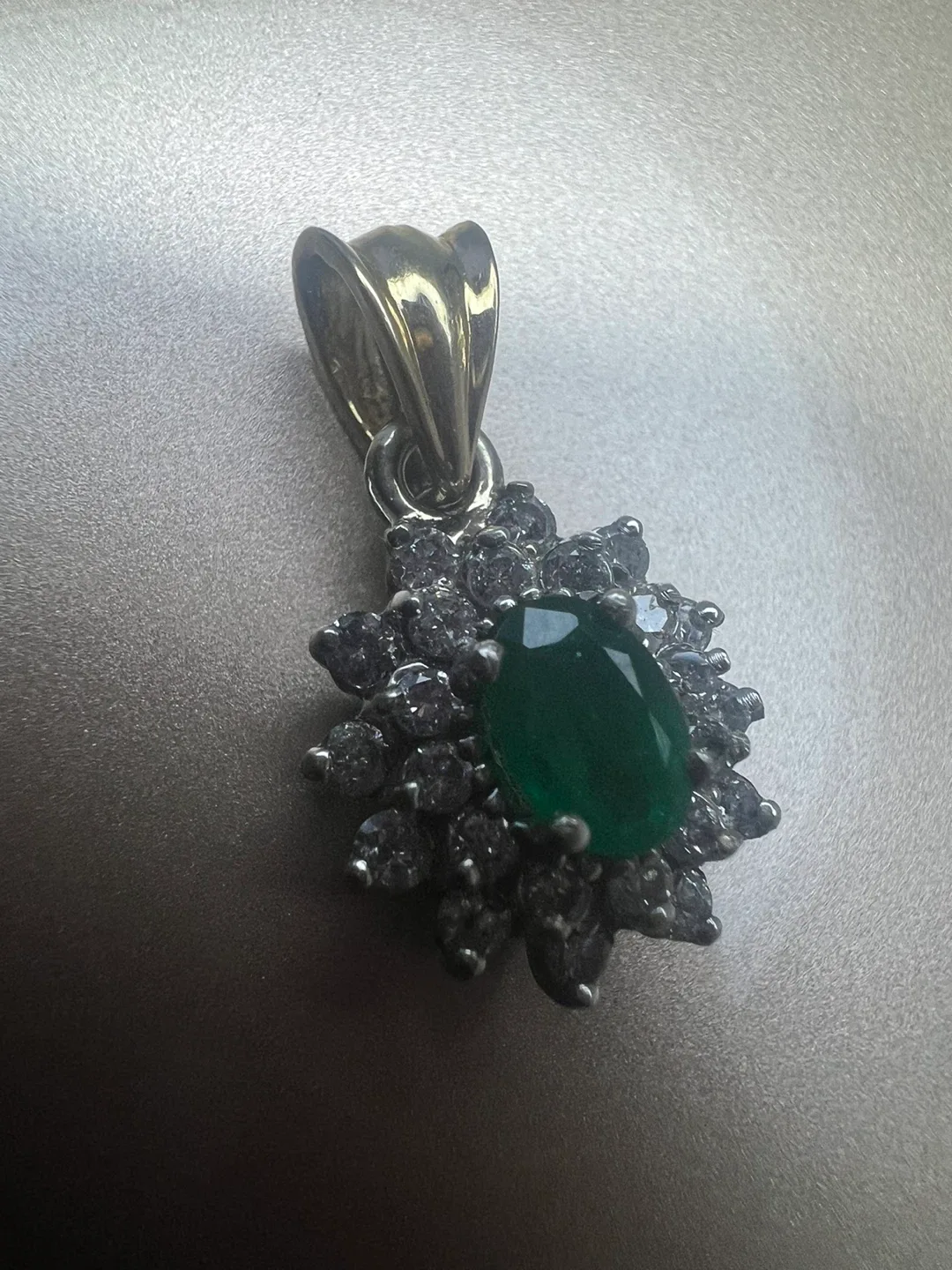 14 k Emerald & Diamond Pendant