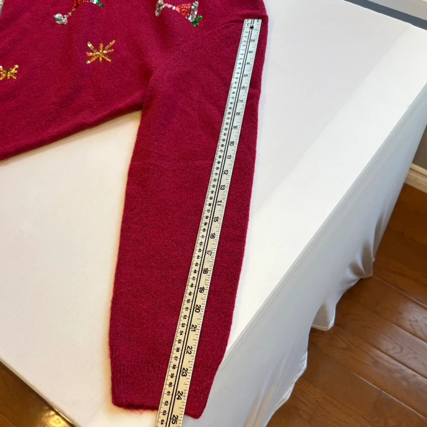 Penmans Red Sequined Martini Snowflake Ugly Christmas Sweater XL image indicator(8)