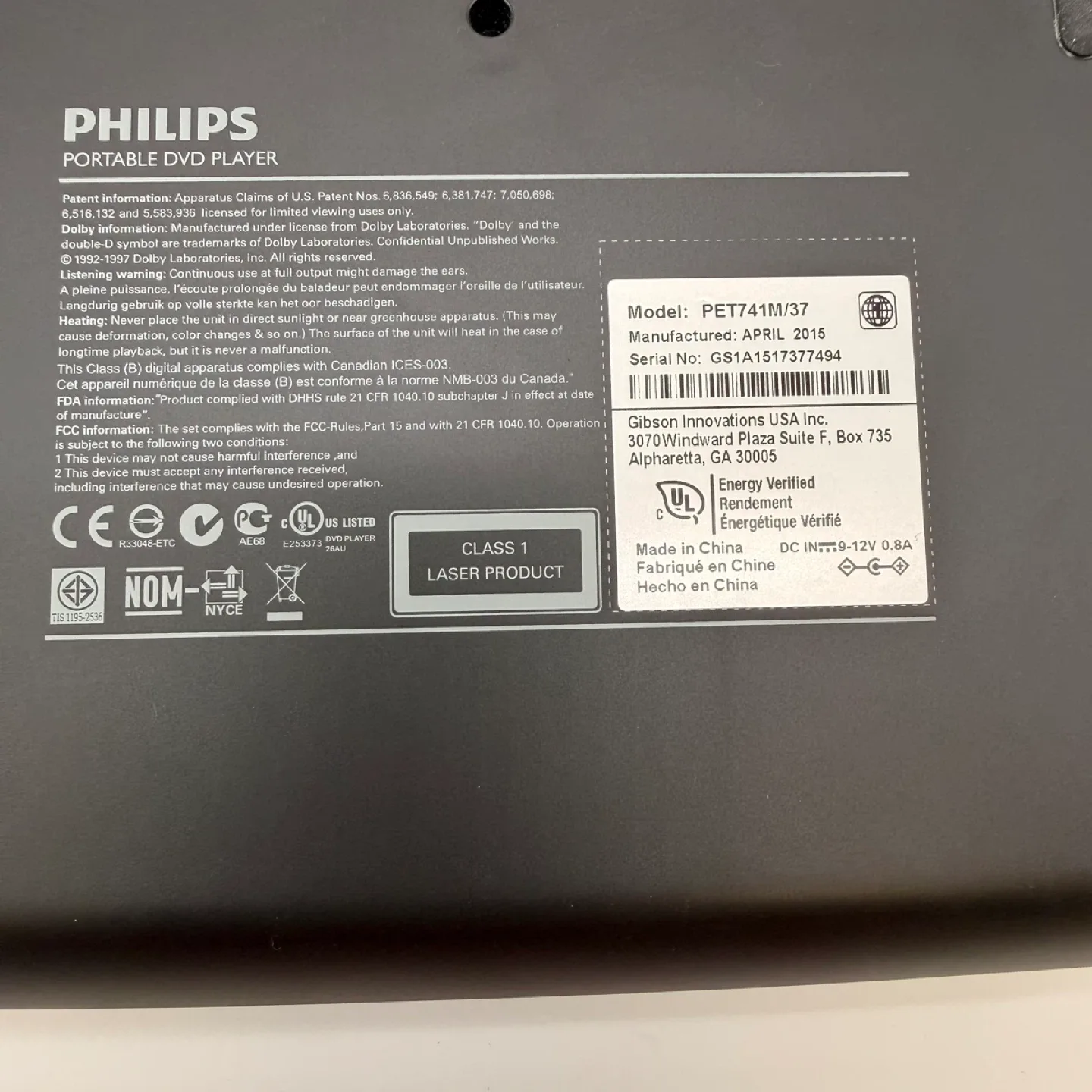 Philips PET741M/37 Portable DVD Player 7” image indicator(8)