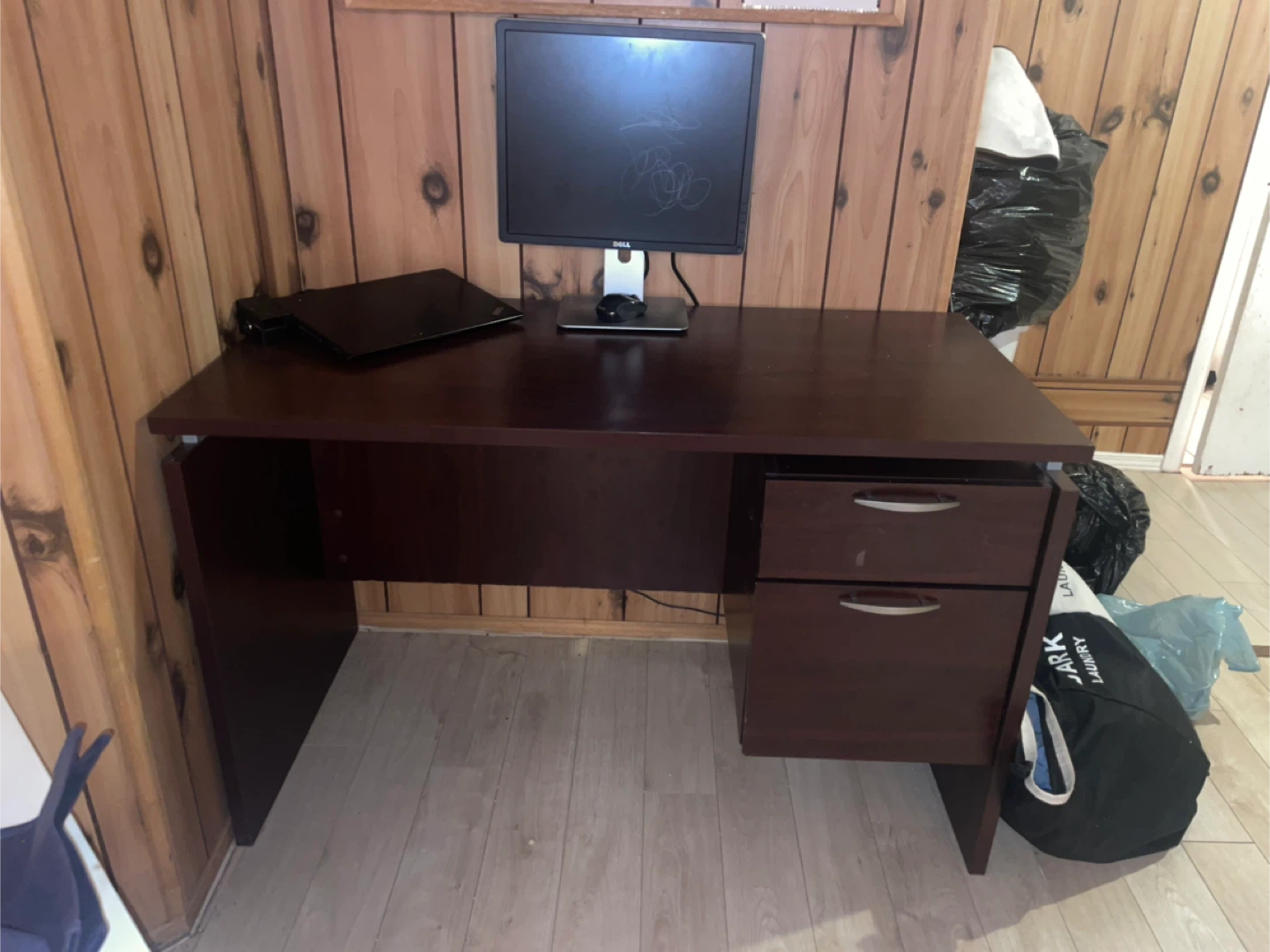 Brown Wooden Desk with Drawers