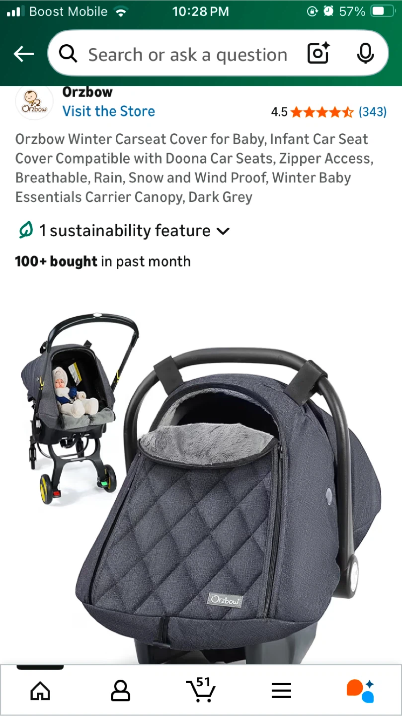 Orzbow Winter Carseat Cover - Dark Grey - photo 5