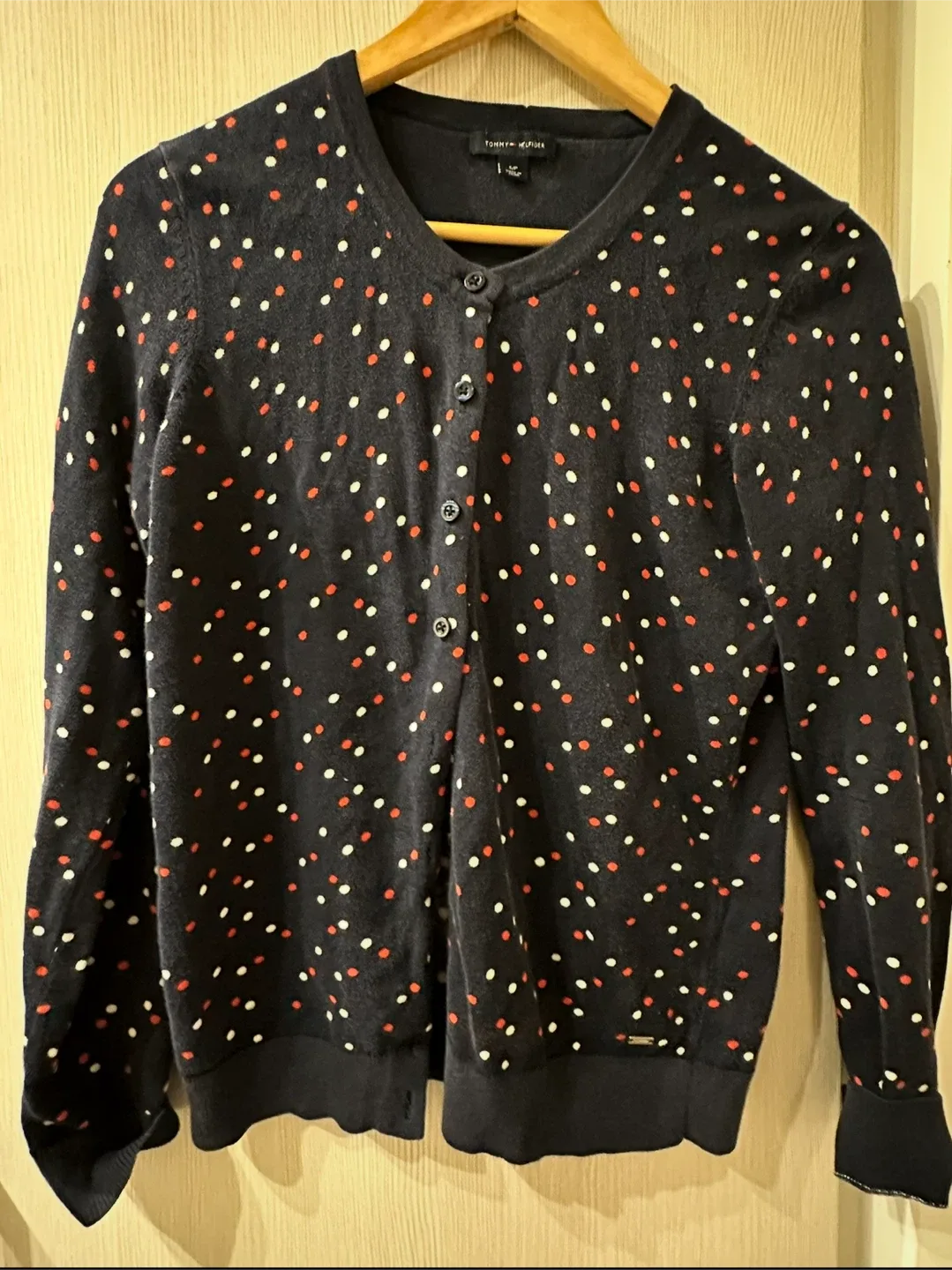 Tommy Hilfiger Cardigan - Navy with Polka Dots - Size L image indicator(4)