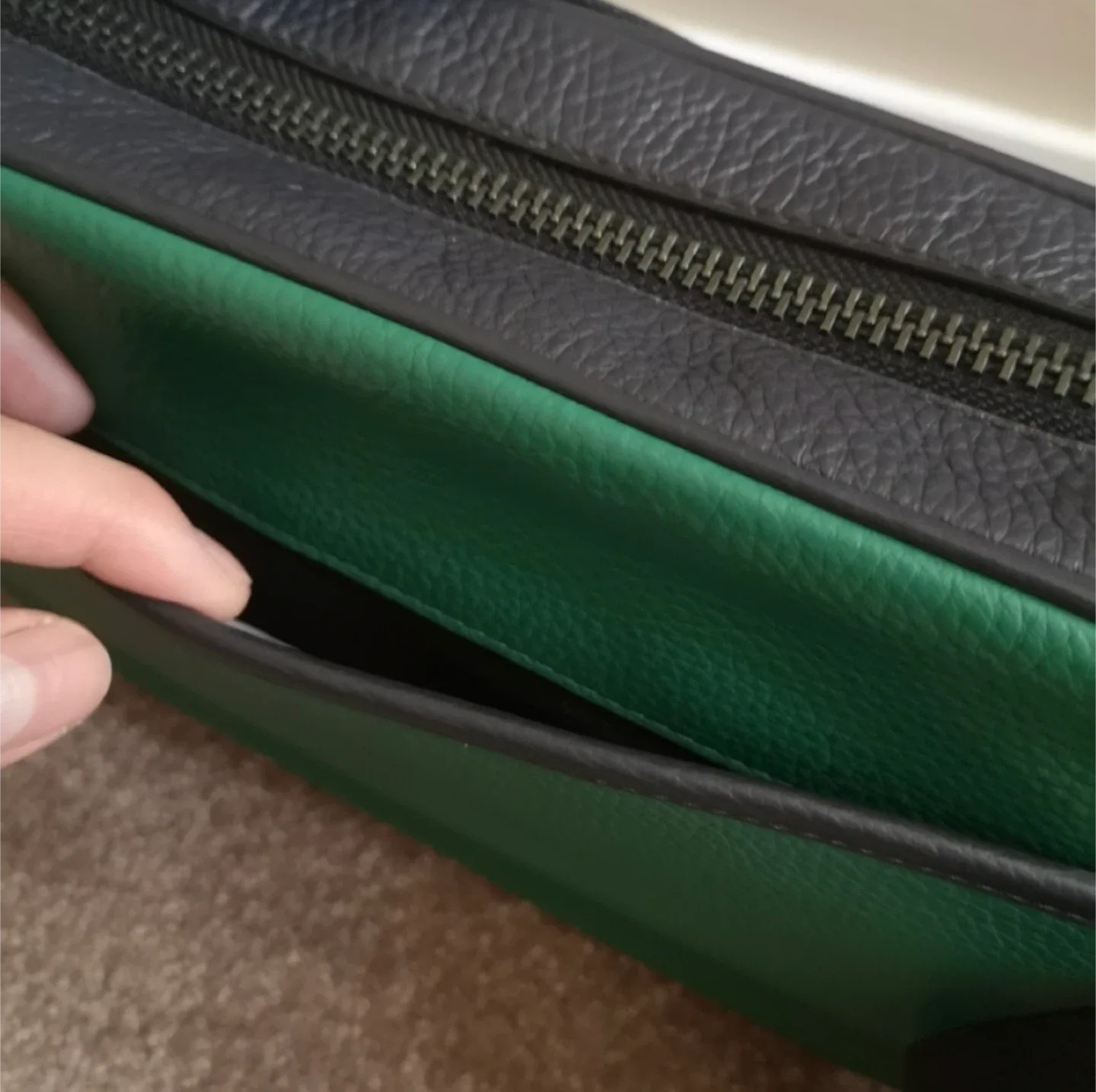 Coach Leather Crossbody Bag - Green & Grey image indicator(4)