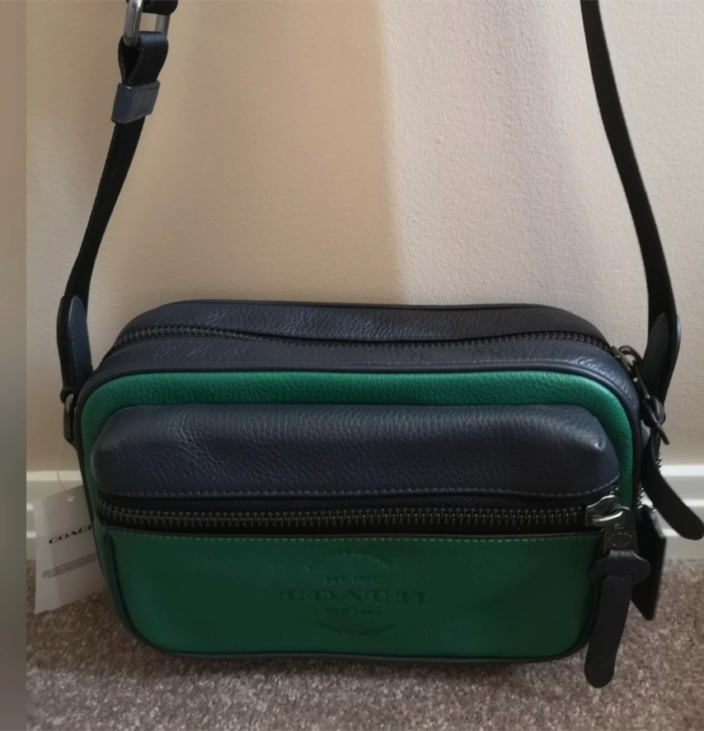Coach Leather Crossbody Bag - Green & Grey - photo 2