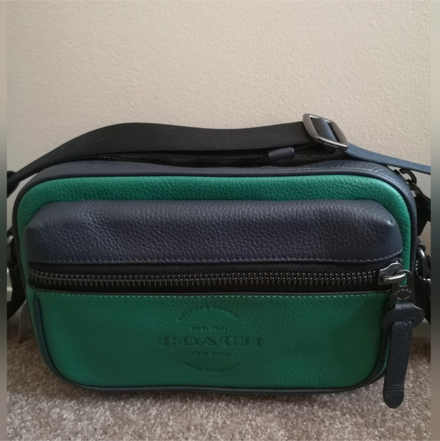 Coach Leather Crossbody Bag - Green & Grey