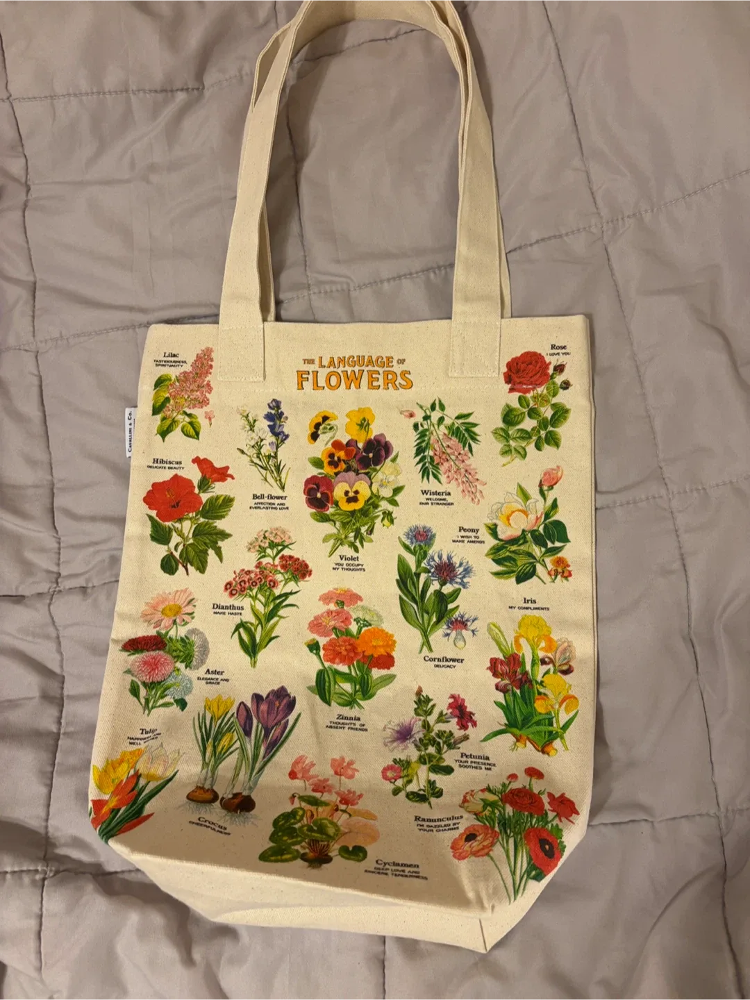 Canvas Tote Bag with Flower Design