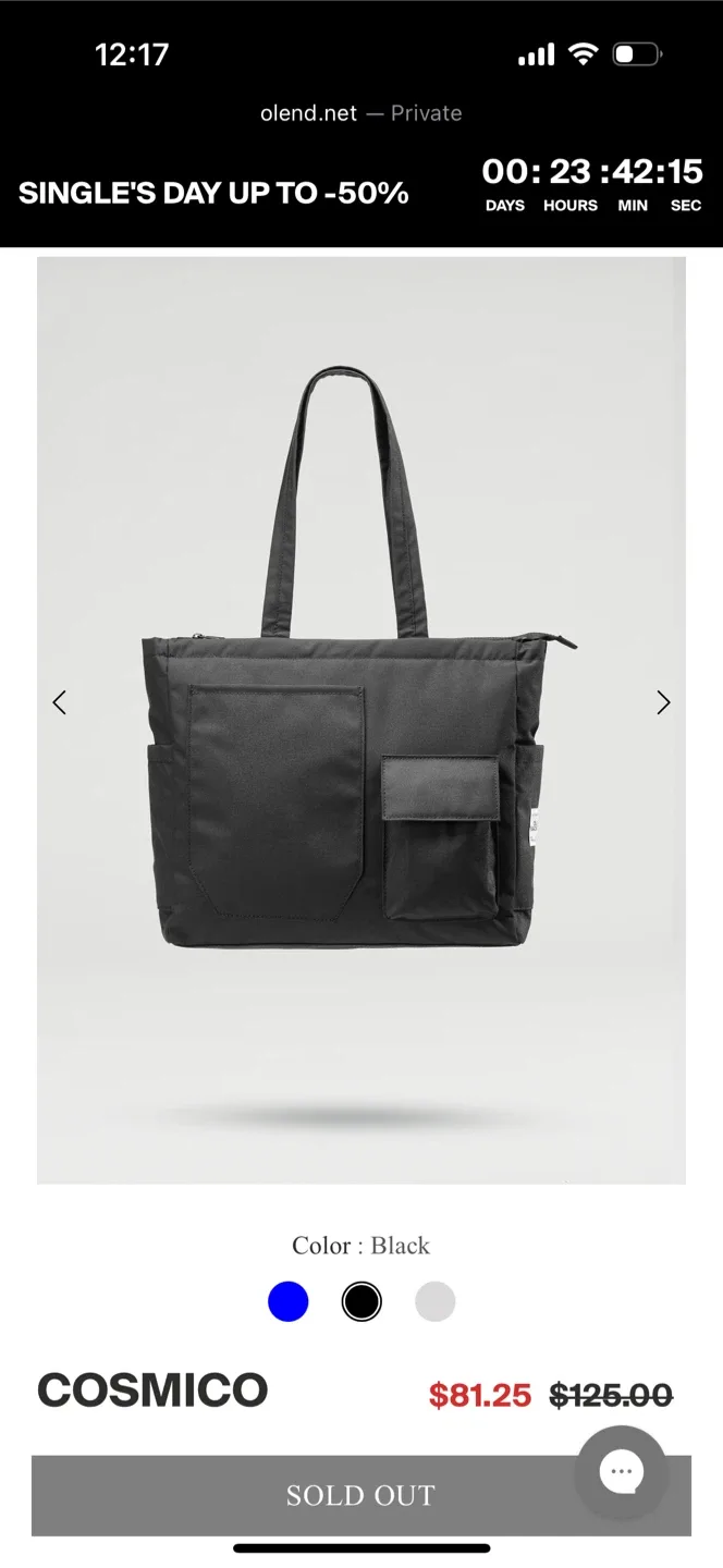 Olend Black Tote Bag image indicator(2)