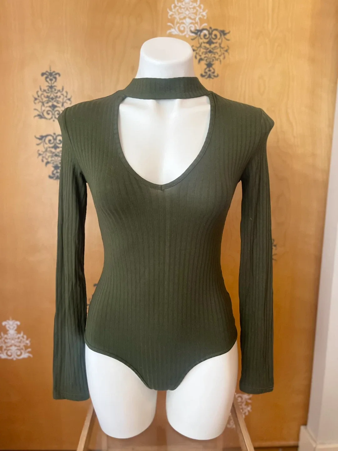 NWT Y2K 2000s Dark Green Cut Out Bodysuit