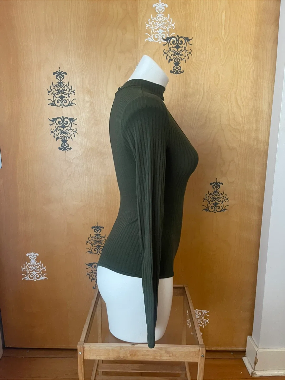 NWT Y2K 2000s Dark Green Cut Out Bodysuit image indicator(3)