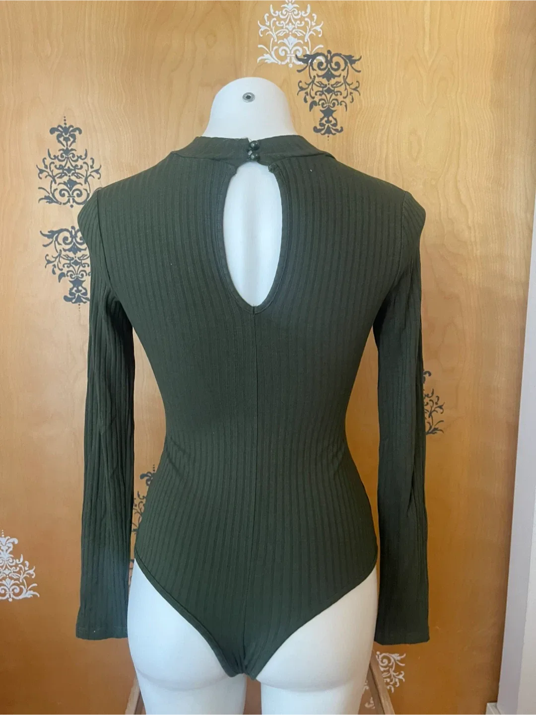 NWT Y2K 2000s Dark Green Cut Out Bodysuit image indicator(7)