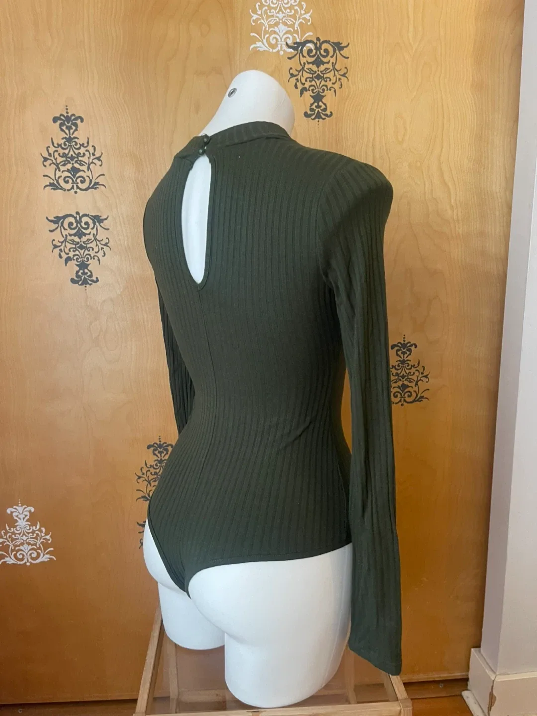 NWT Y2K 2000s Dark Green Cut Out Bodysuit image indicator(8)