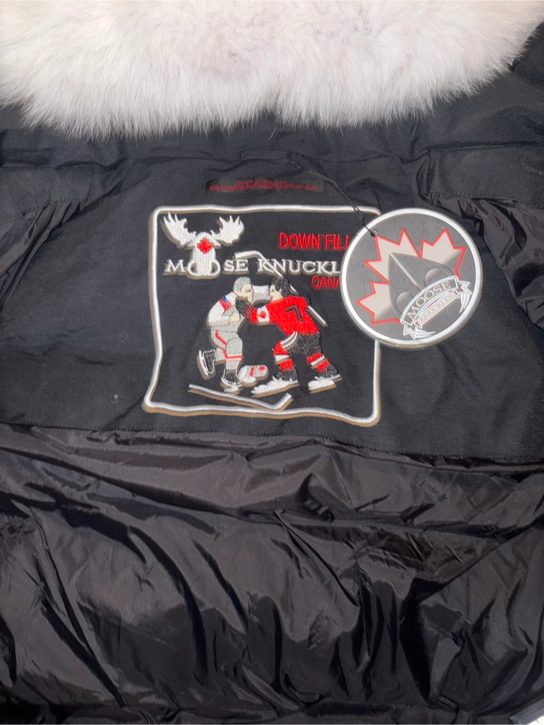 Moose Knuckles 3Q JACKET Black with White Fur Size Large - photo 4