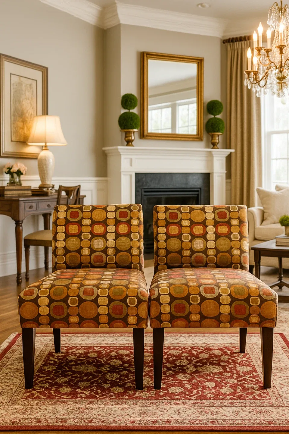 Set of 2 Belle accent chairs with a geometric pattern