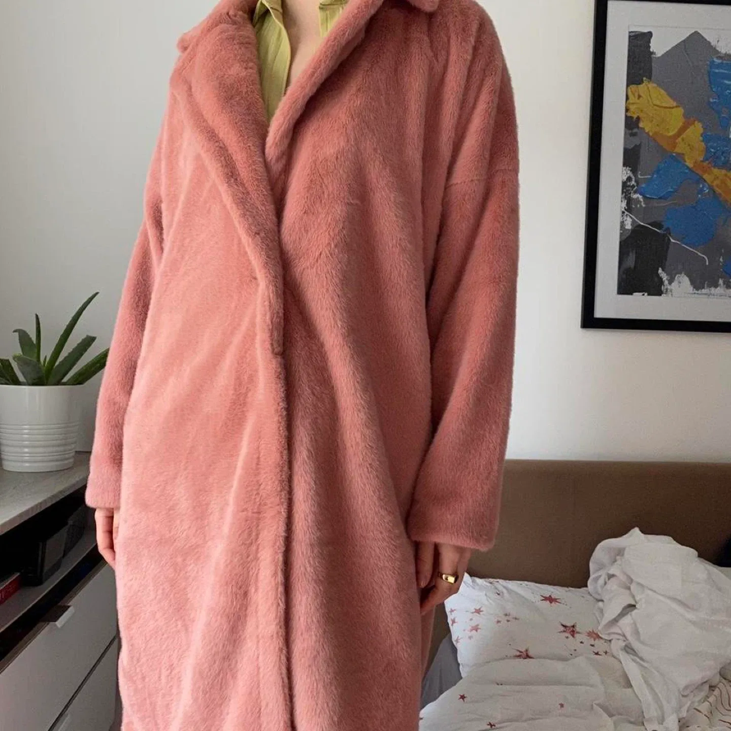 Missguided soft pinkFaux Fur Coat, Size XL )14