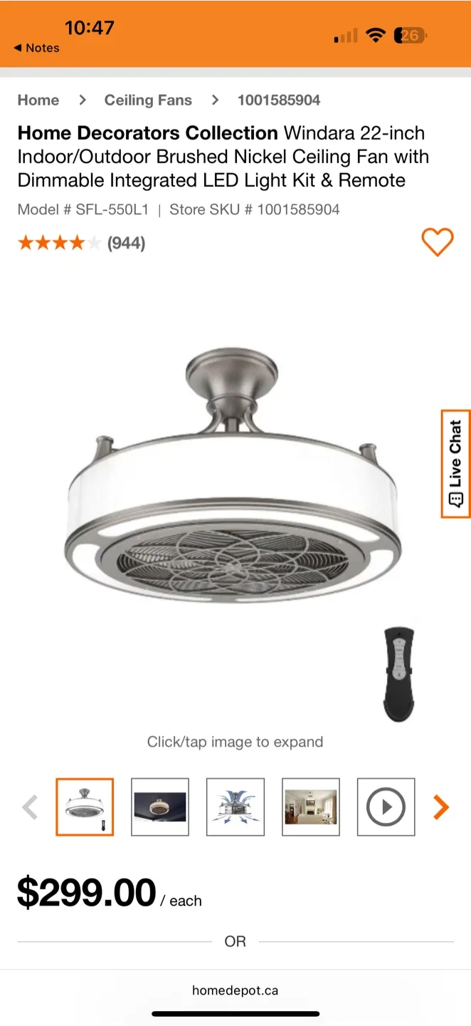 Ceiling fan with LED lights and remote - New Condition