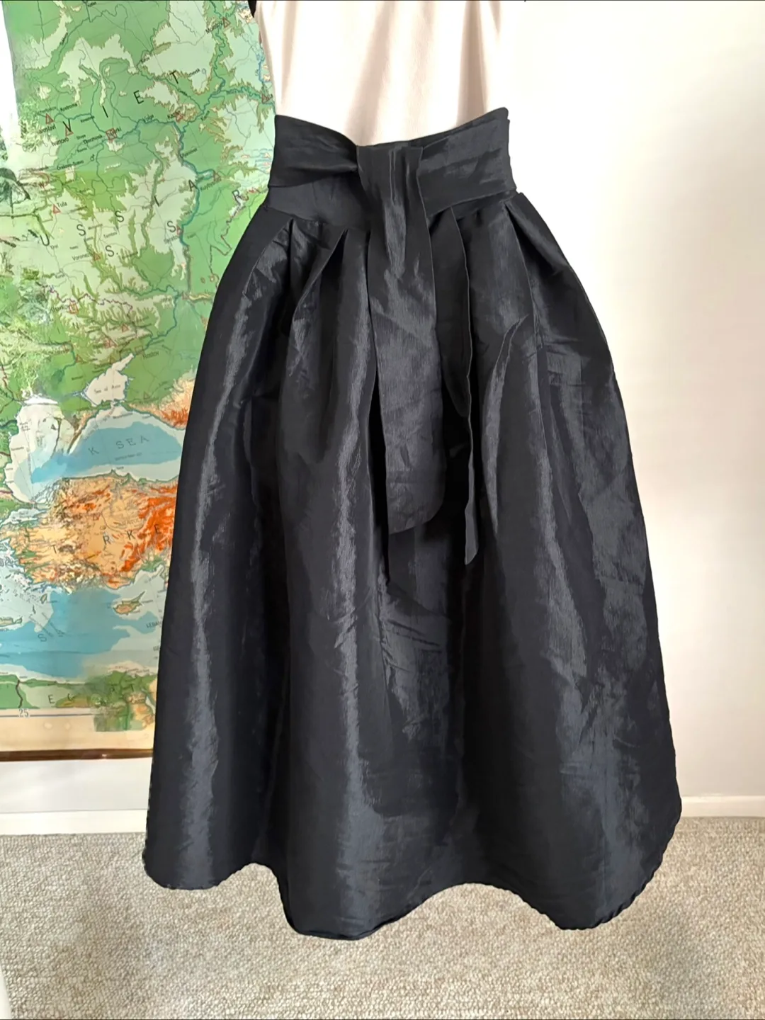 Black Hi-Lo Thick Satin Skirt - L image indicator(3)