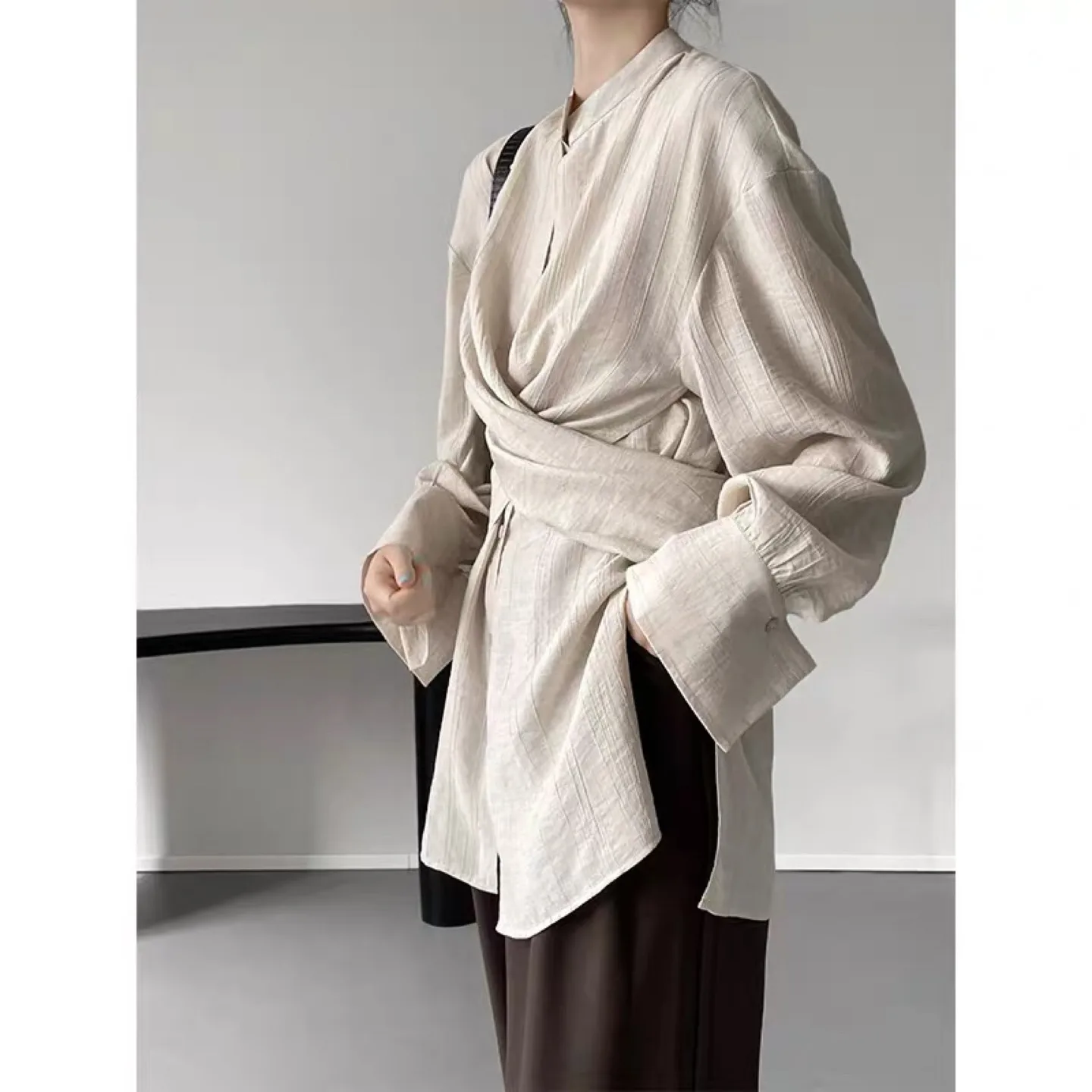 Beige Wrap Blouse thumbnail