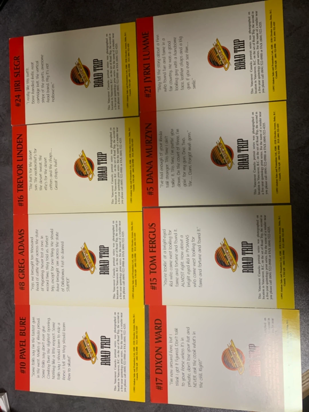 Vancouver Canucks Road Trip Cards