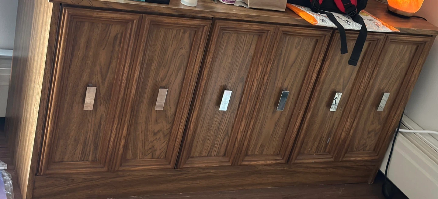 Wooden Cabinet with Silver Handles