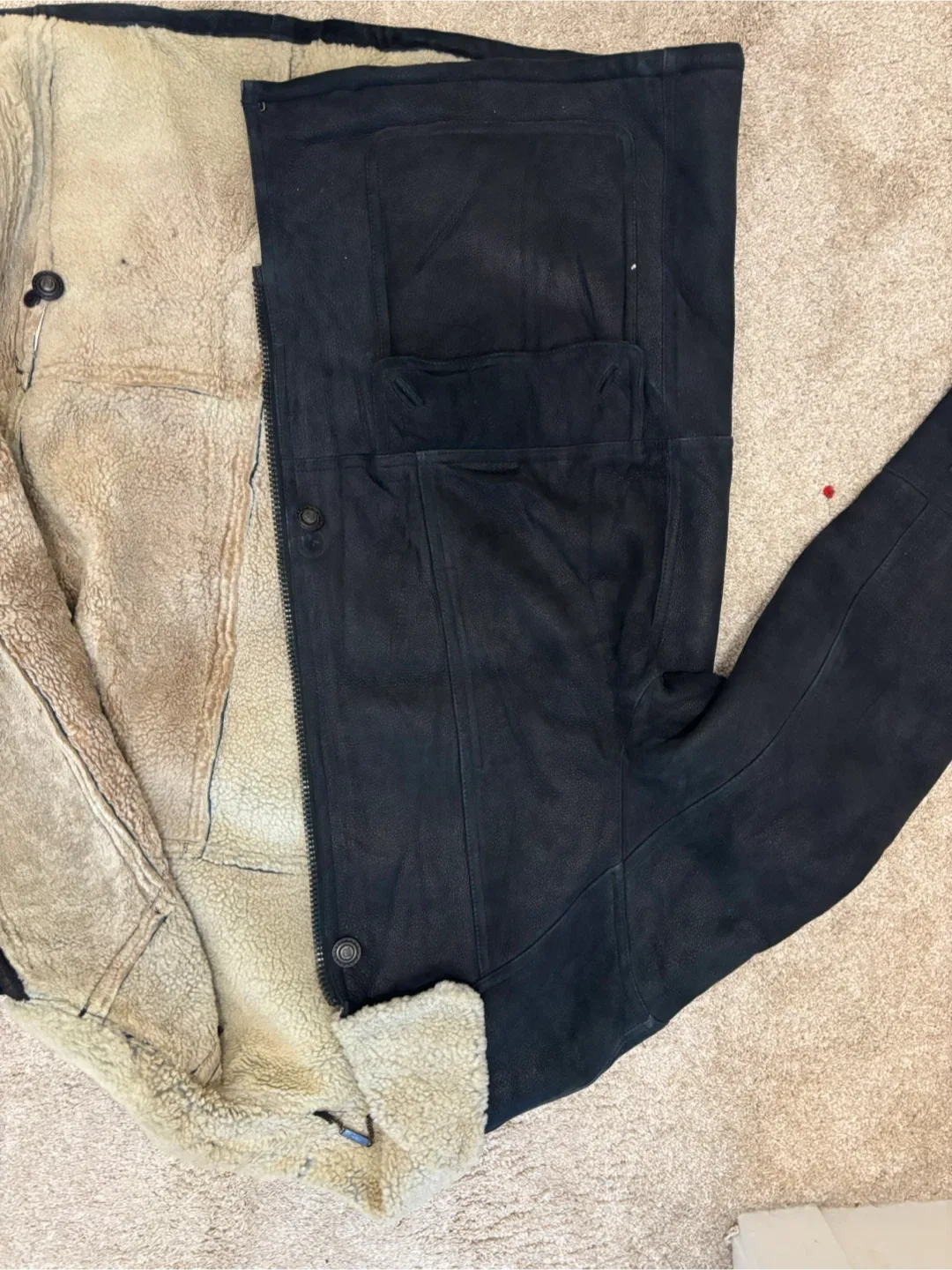 Black Suede Shearling Coat image indicator(4)