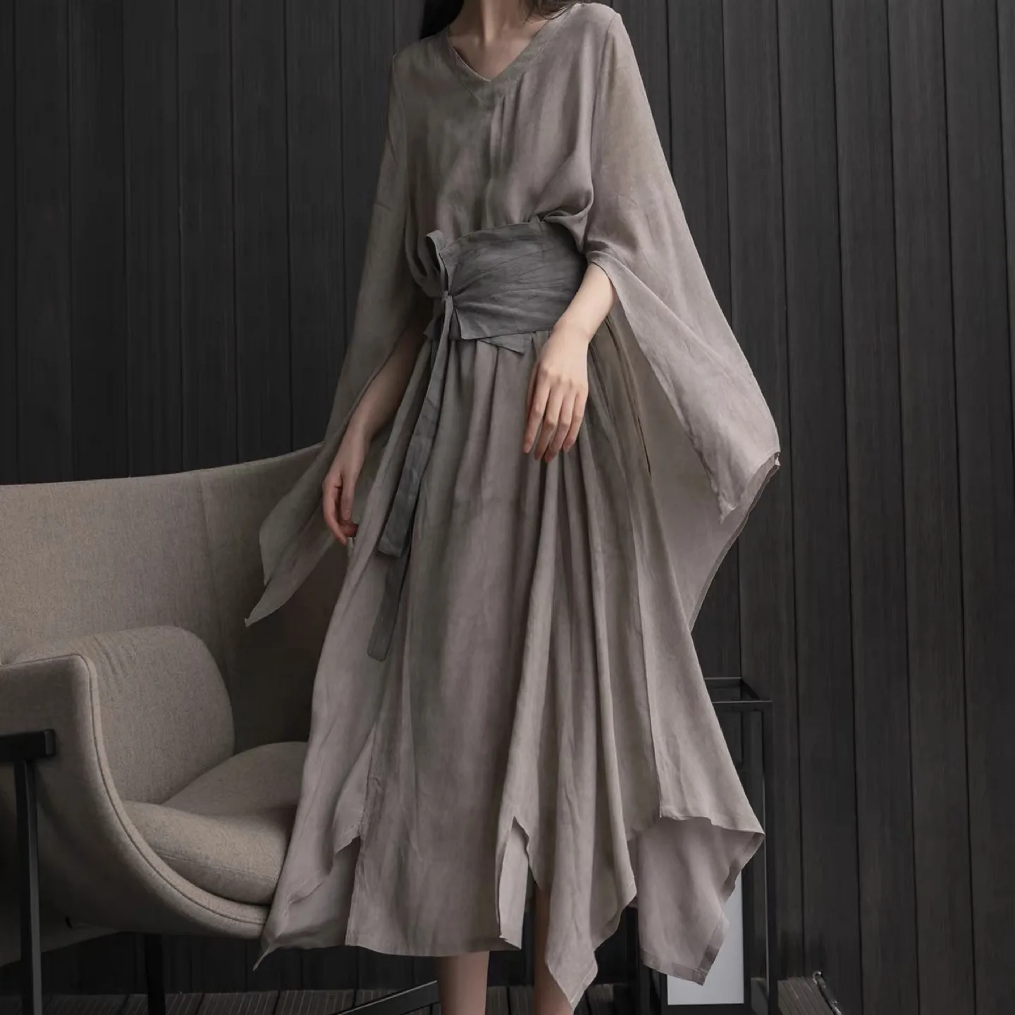 Flowy Grey Dress thumbnail