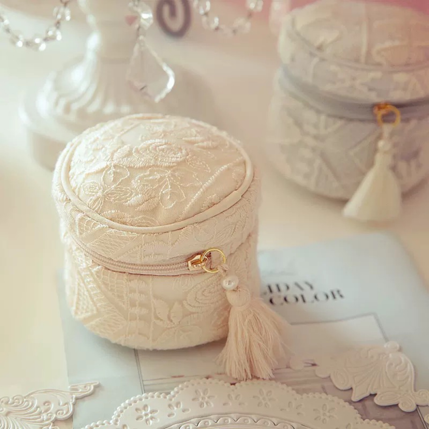 Lace Jewelry Box - Cream Colour