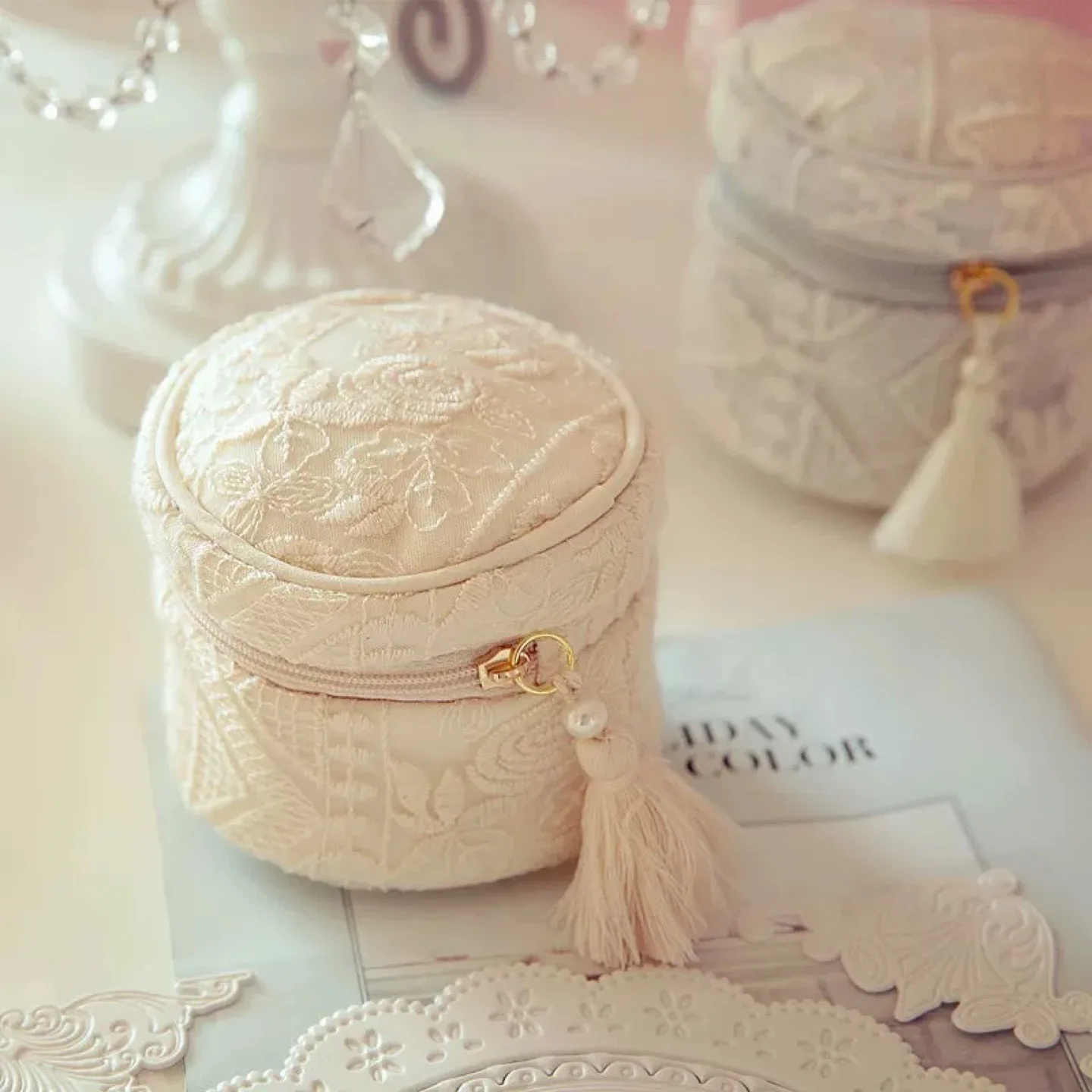 Lace Jewelry Box - Cream Colour thumbnail