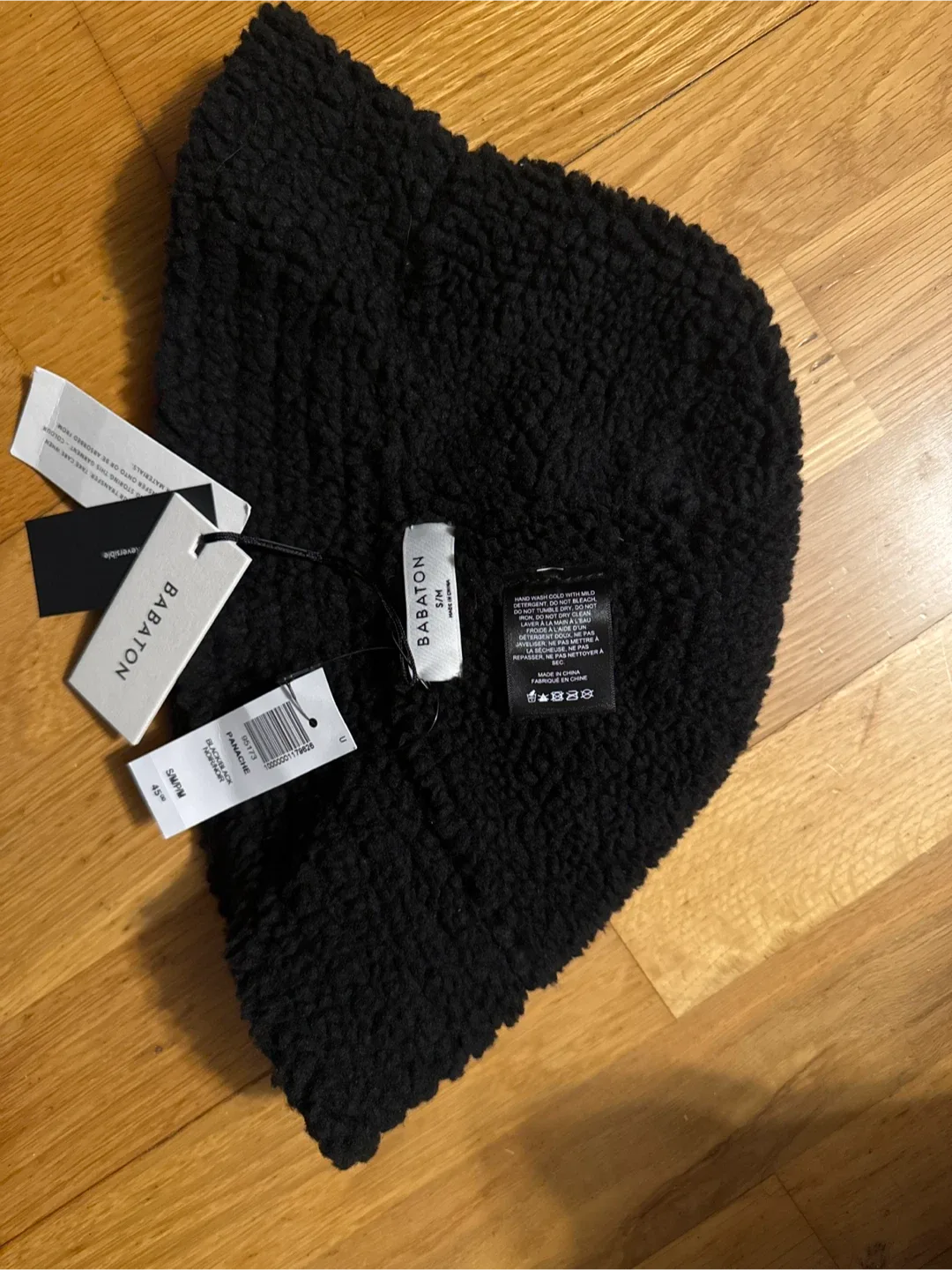 Babaton Black Faux Leather Bucket Hat - Size S/M image indicator(2)