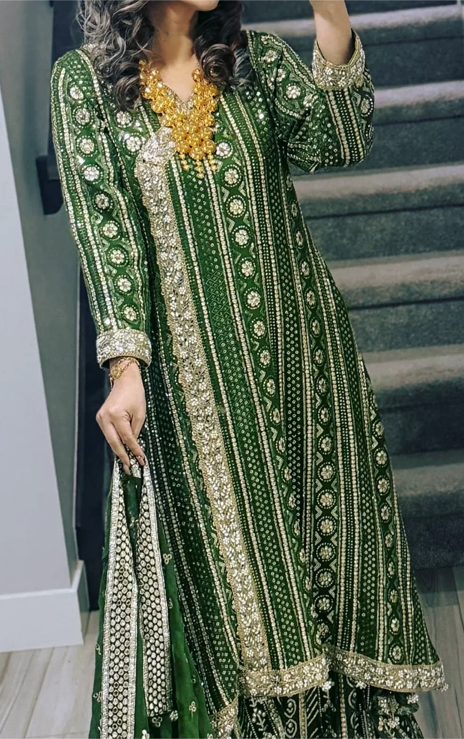 Green & Gold Embellished Pakistani Suit image indicator(3)