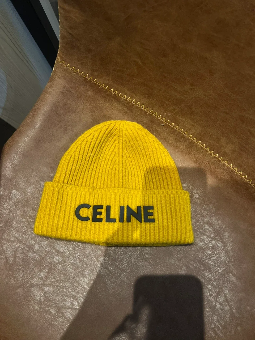 Celine Paris Yellow Knit Beanie