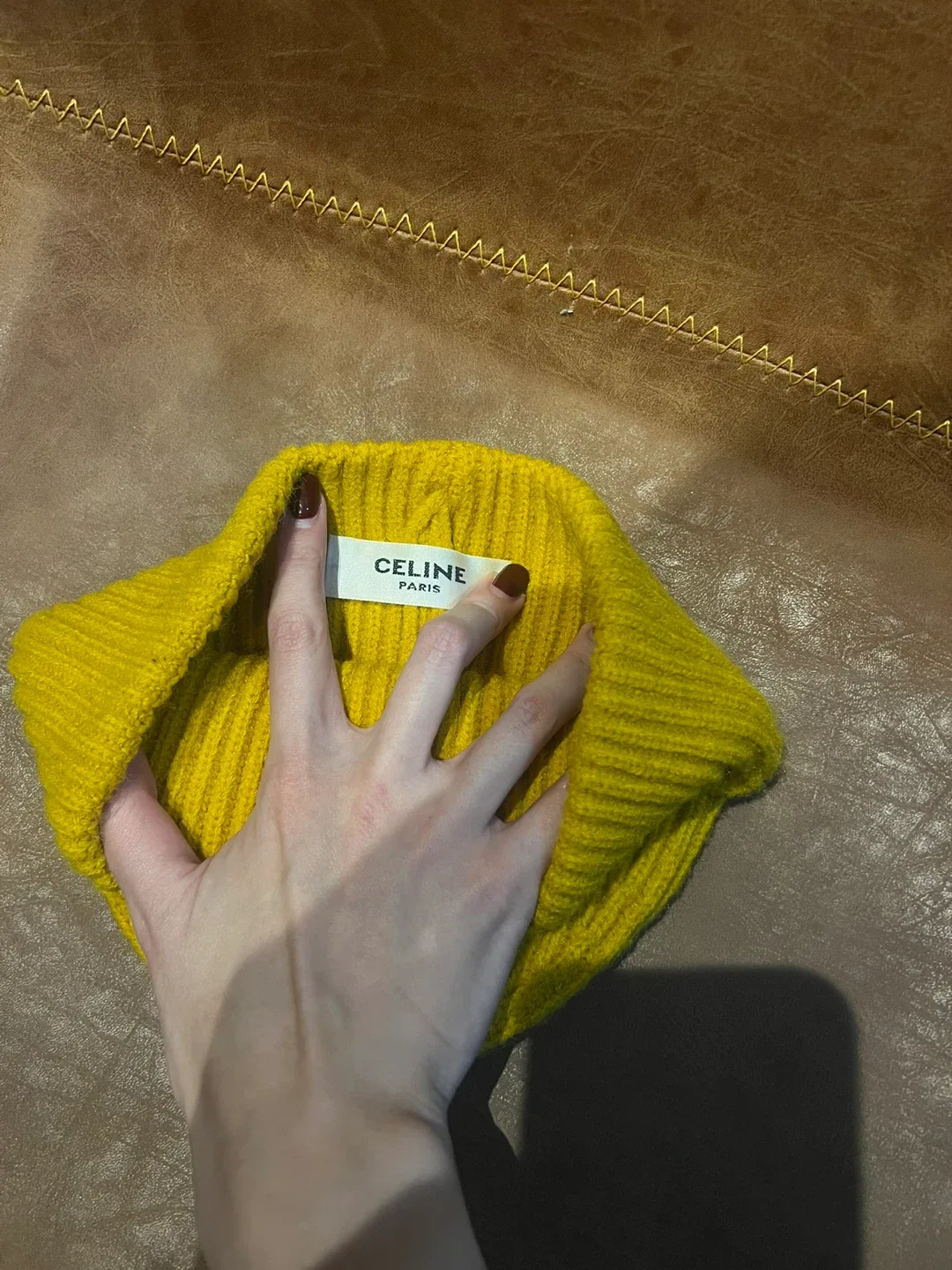Celine Paris Yellow Knit Beanie image indicator(2)