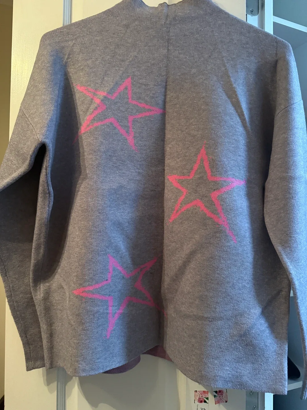 Grey Sweater with Pink Stars