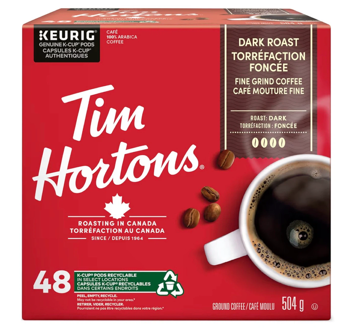 Tim Hortons Dark Roast K-Cup Pods - 48 pack