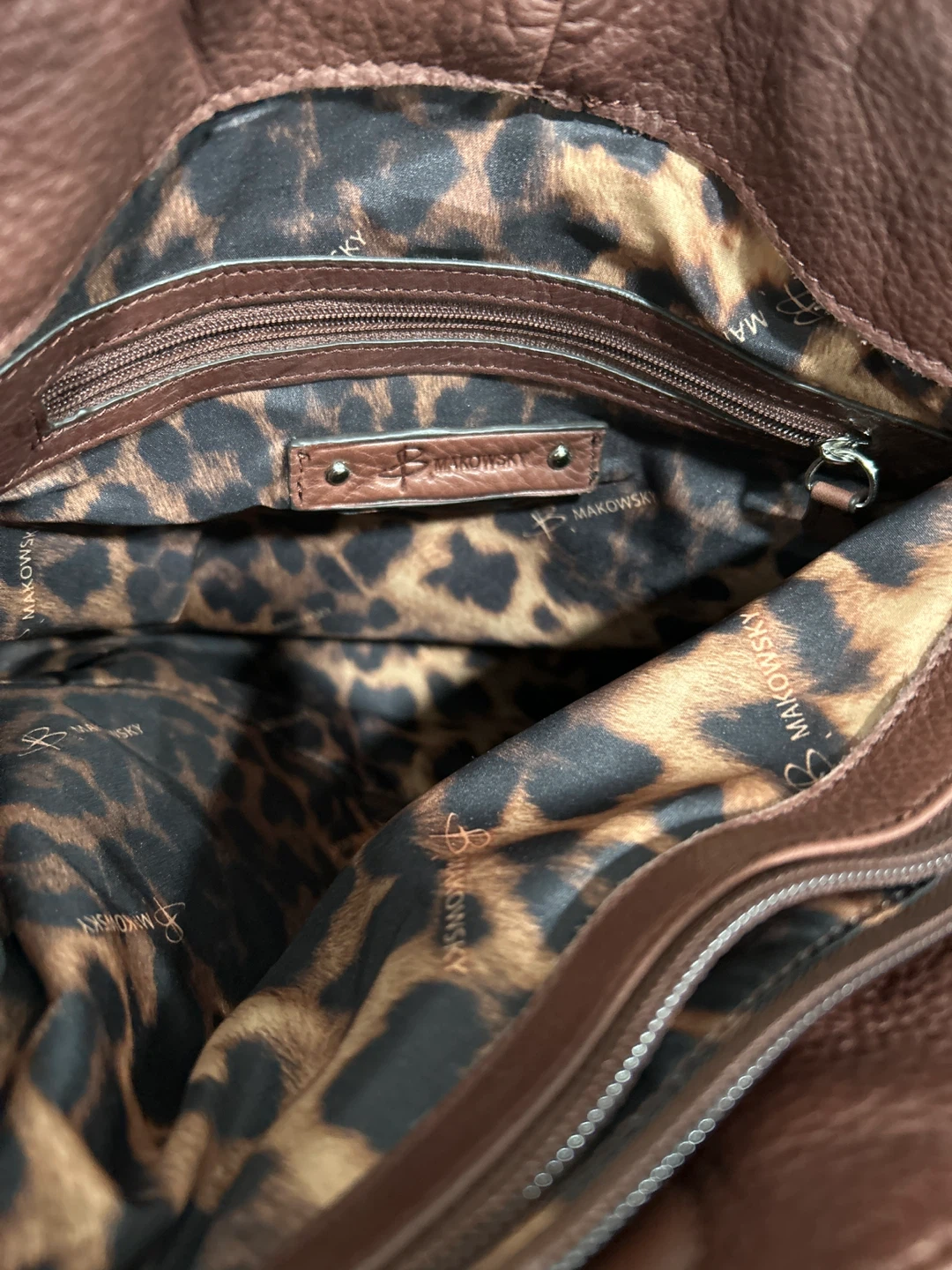 Like New B Makowsky brown leather satchel - photo 3