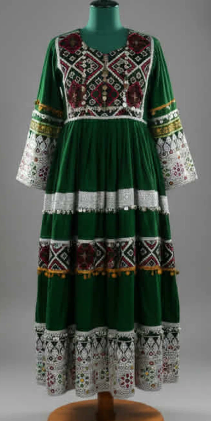 Green Hazargi Dress & Vest Set - photo 2