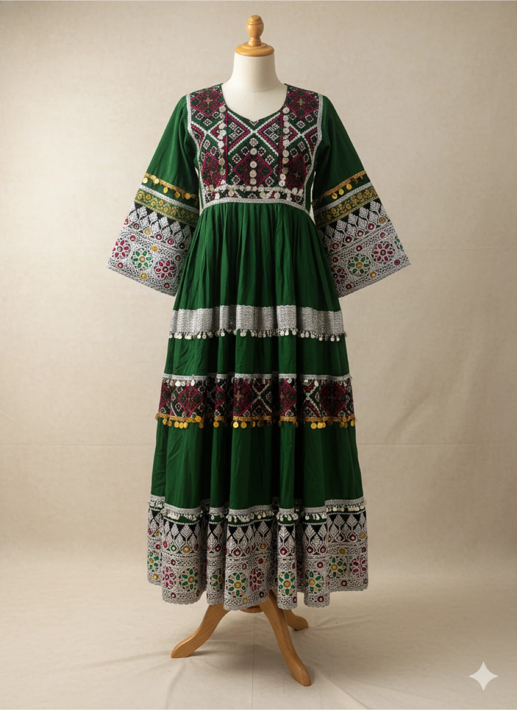 Green Hazargi Dress & Vest Set - photo 3