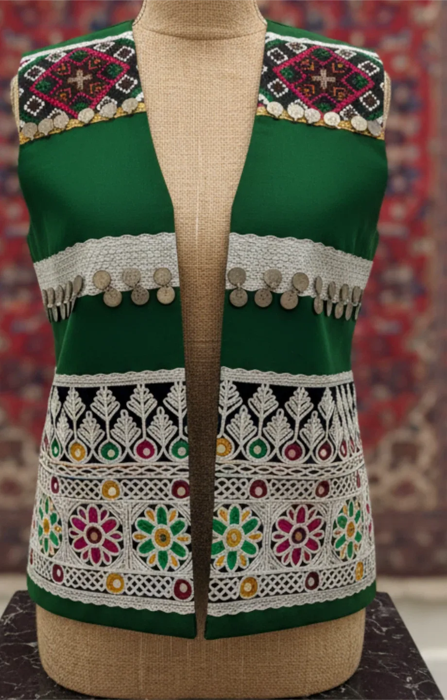 Green Hazargi Dress & Vest Set image indicator(4)