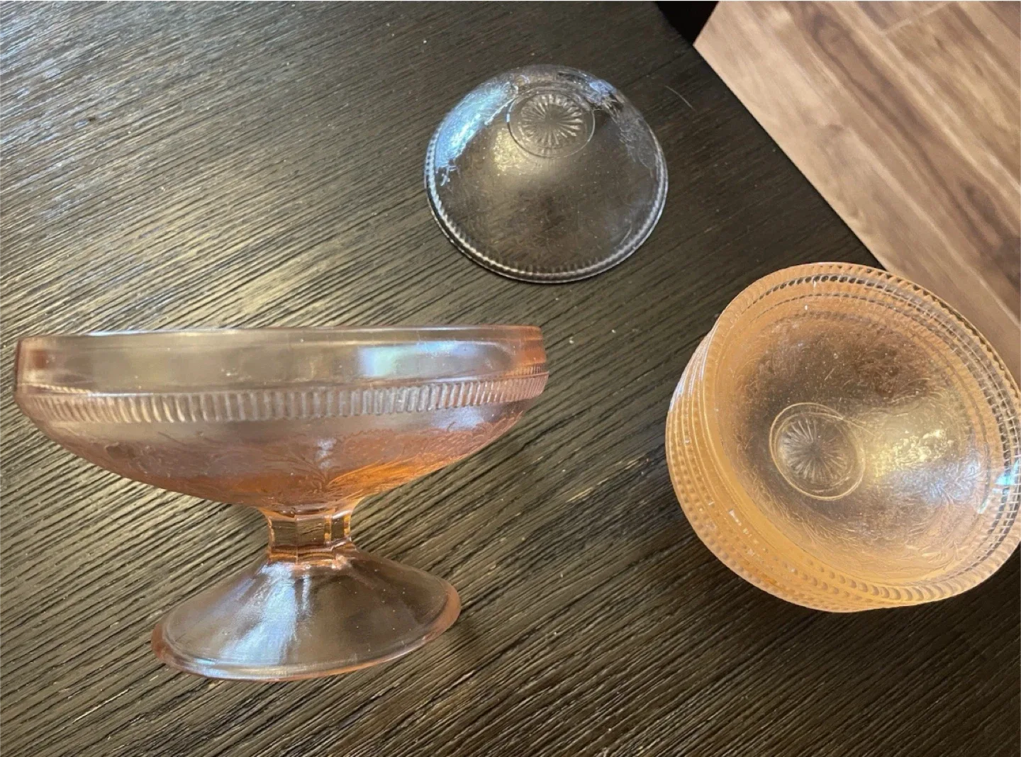 Vintage Pink Depression glass- Strawberry Marigold Pattern image indicator(3)