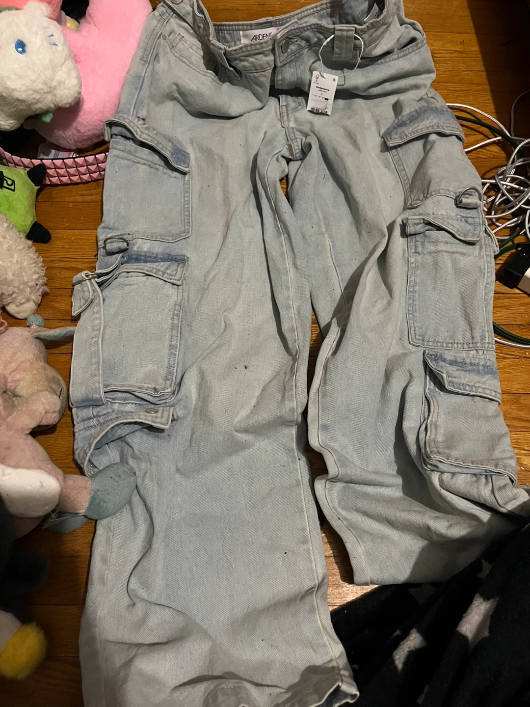 Ardene Wide Leg Cargo Jeans - Size Large