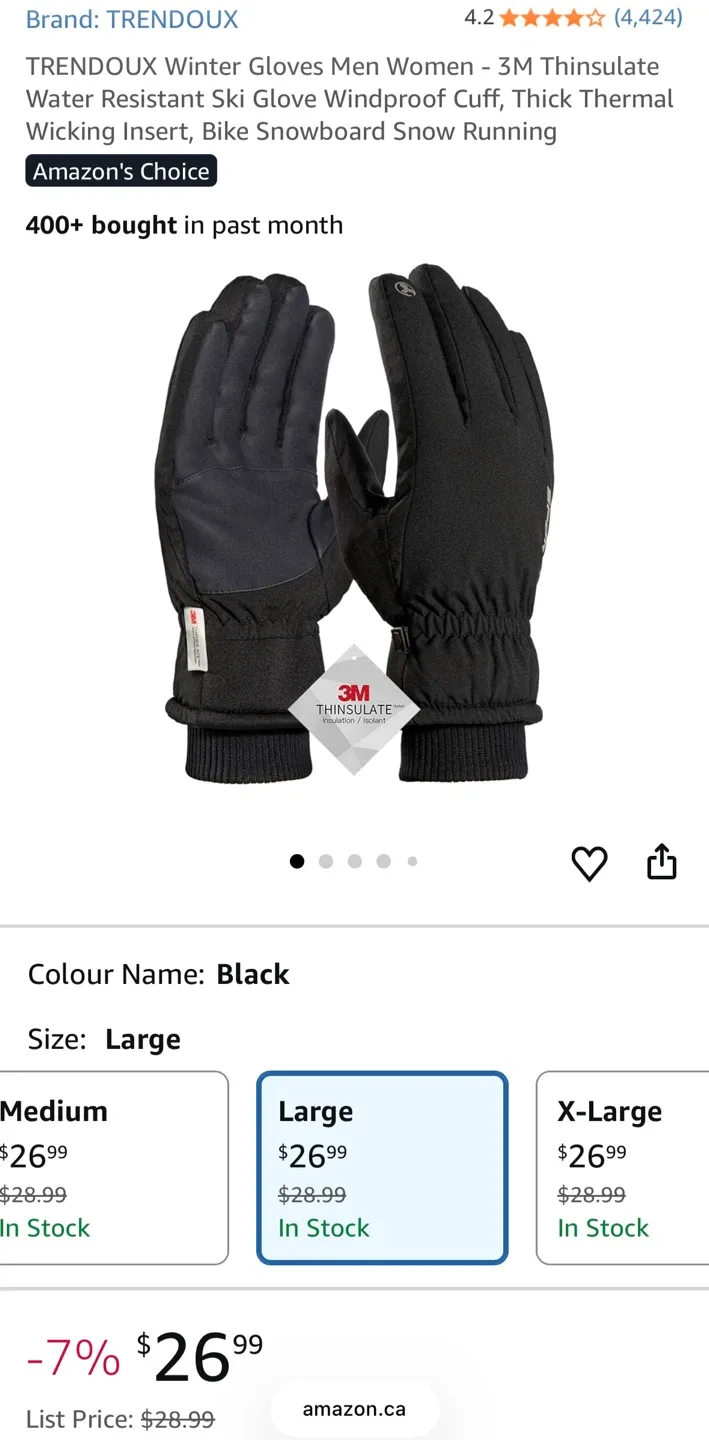 Brand new winter waterproof gloves available in size M, L, XL
