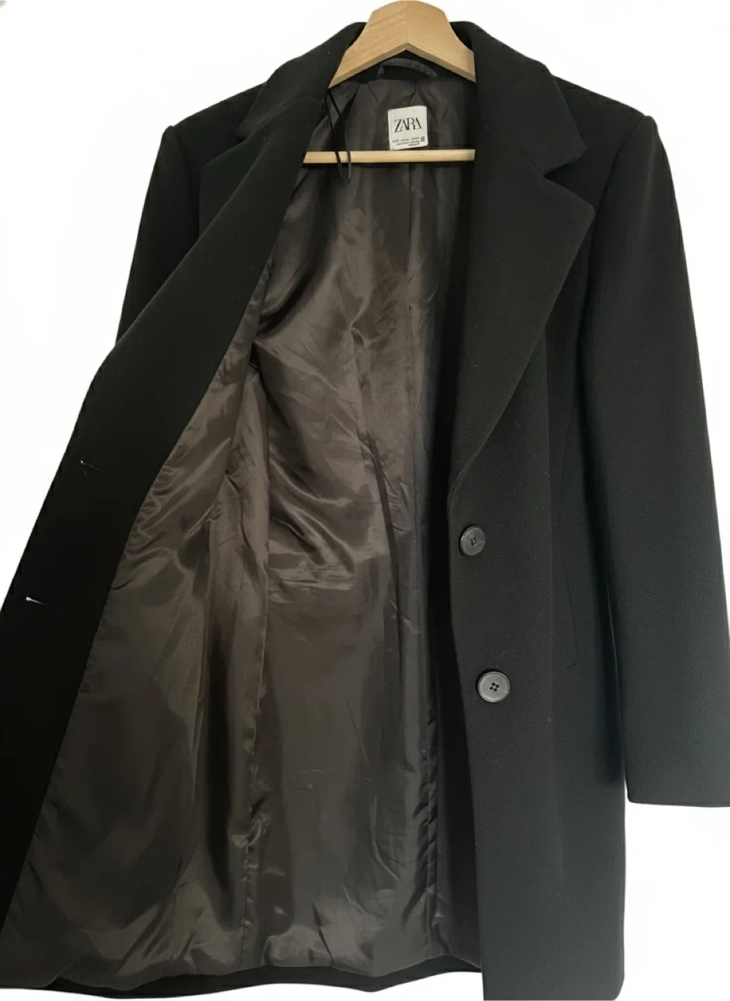Zara Black Wool Blend Coat image indicator(3)